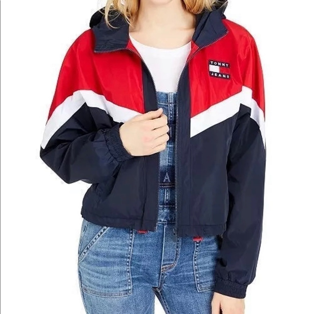 Tommy Hilfiger Cropped Hooded Windbreaker Jacket
